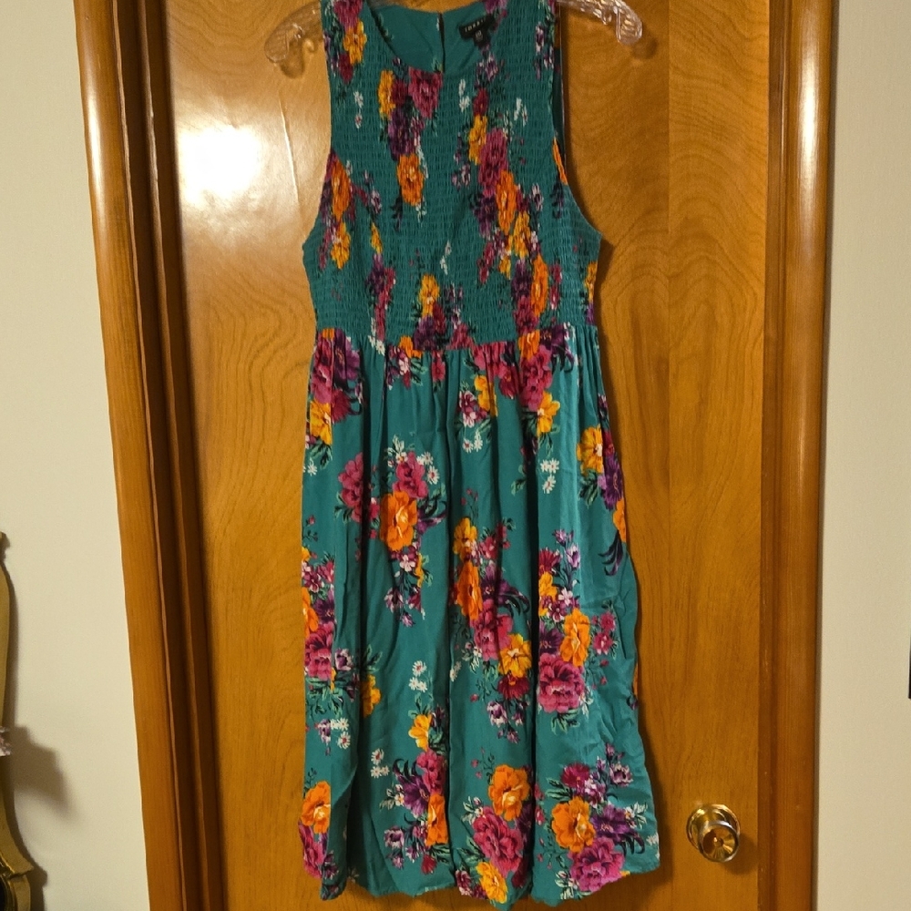 Torrid Green Dress with Pink/purple/orange Floral Design